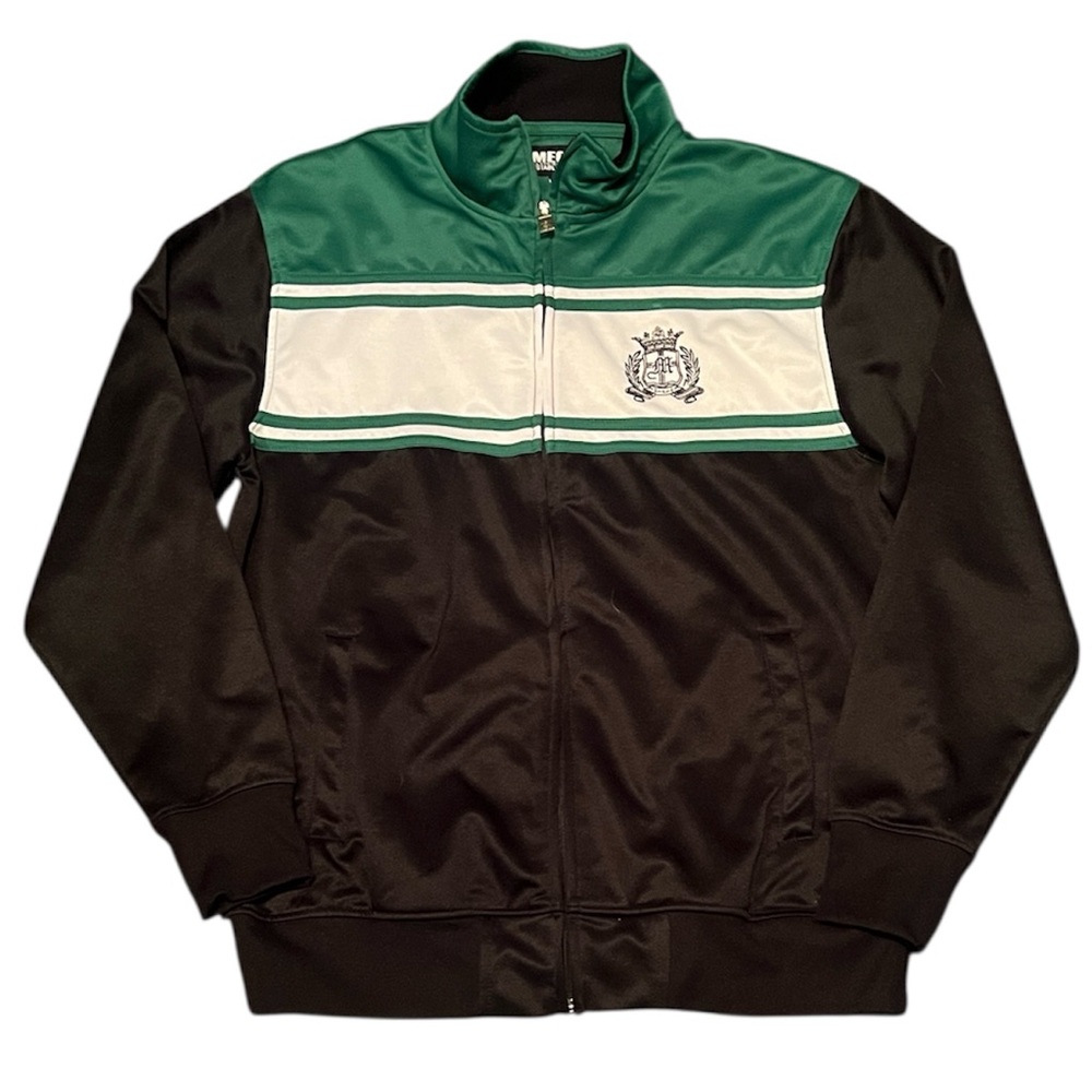 Mecca Vintage Full Zip Track Jacket Shiny Black Men’s Size Medium